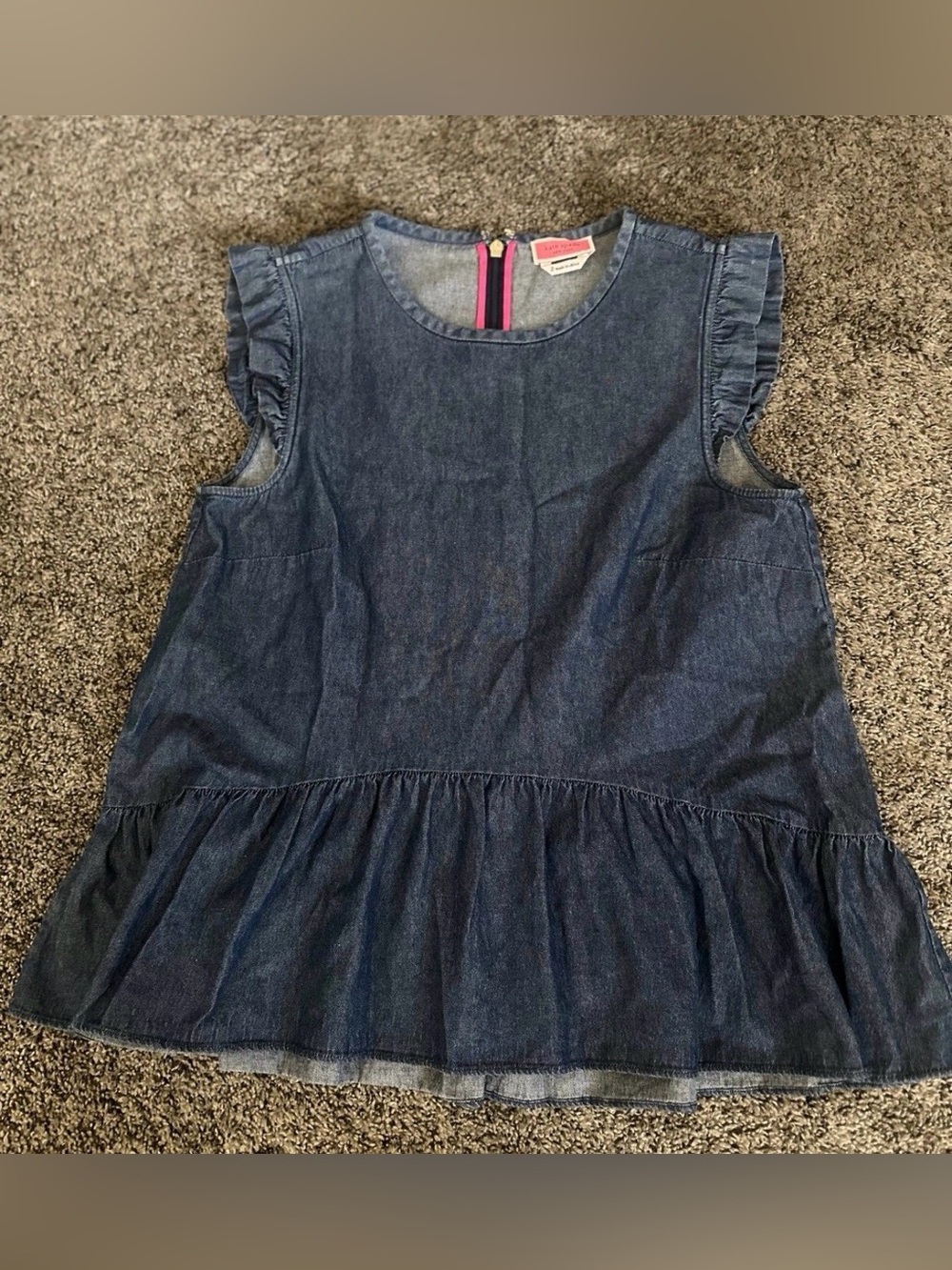 Kate Spade Blue Denim Ruffle Blouse Size 2 0360